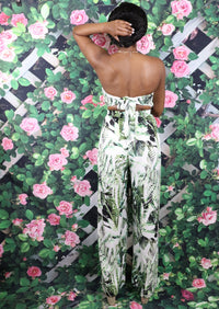 Green and White Tropical Jumpsuit