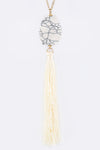 Semi Precious Pebble & Tassel Pendant Necklace