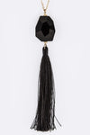 Semi Precious Pebble & Tassel Pendant Necklace