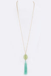 Semi Precious Pebble & Tassel Pendant Necklace