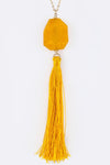 Semi Precious Pebble & Tassel Pendant Necklace