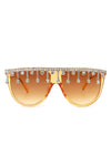 ROUND OVERSIZED RHINESTONE CLEAR SUNGLASSES