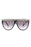 ROUND OVERSIZED RHINESTONE CLEAR SUNGLASSES