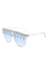 ROUND OVERSIZED RHINESTONE CLEAR SUNGLASSES