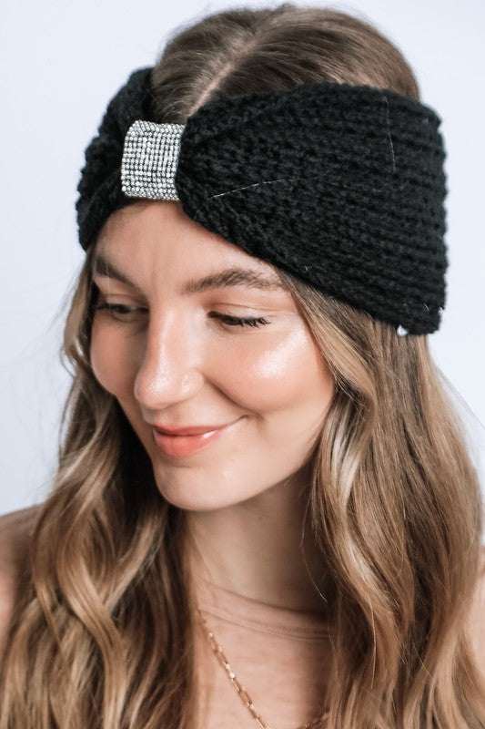 WINTER RHINESTONE KNITTED HEAD BAND