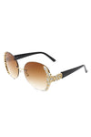 RIMLESS ROUND RHINESTONE OVERSIZED SUNGLASSES