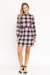 High Neck Plaid Sheath Dress (Plus)