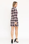 High Neck Plaid Sheath Dress (Plus)