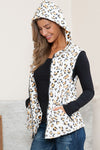 Leopard Hoodie Vest With Pockets