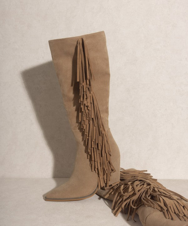 Out West Knee High Fringe Boots