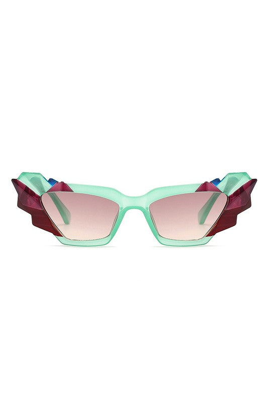 GEOMETRIC IRREGULAR CAT EYE SUNGLASSES