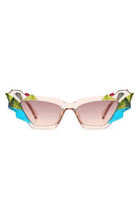 GEOMETRIC IRREGULAR CAT EYE SUNGLASSES