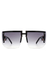 SQUARE OVERSIZED FLAT TOP HALF-FRAME SUNGLASSES