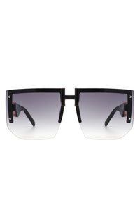 SQUARE OVERSIZED FLAT TOP HALF-FRAME SUNGLASSES