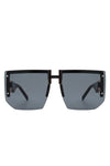 SQUARE OVERSIZED FLAT TOP HALF-FRAME SUNGLASSES