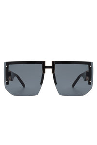 SQUARE OVERSIZED FLAT TOP HALF-FRAME SUNGLASSES