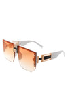 SQUARE OVERSIZED FLAT TOP HALF-FRAME SUNGLASSES