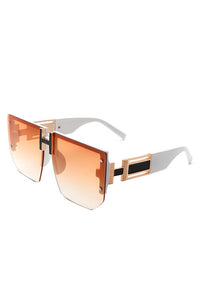 SQUARE OVERSIZED FLAT TOP HALF-FRAME SUNGLASSES