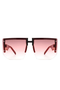 SQUARE OVERSIZED FLAT TOP HALF-FRAME SUNGLASSES