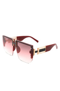 SQUARE OVERSIZED FLAT TOP HALF-FRAME SUNGLASSES