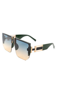 SQUARE OVERSIZED FLAT TOP HALF-FRAME SUNGLASSES