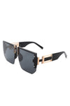 SQUARE OVERSIZED FLAT TOP HALF-FRAME SUNGLASSES