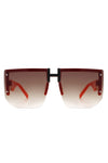 SQUARE OVERSIZED FLAT TOP HALF-FRAME SUNGLASSES