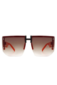 SQUARE OVERSIZED FLAT TOP HALF-FRAME SUNGLASSES