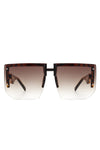 SQUARE OVERSIZED FLAT TOP HALF-FRAME SUNGLASSES