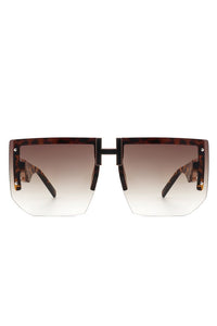 SQUARE OVERSIZED FLAT TOP HALF-FRAME SUNGLASSES