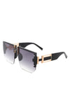 SQUARE OVERSIZED FLAT TOP HALF-FRAME SUNGLASSES