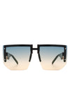 SQUARE OVERSIZED FLAT TOP HALF-FRAME SUNGLASSES