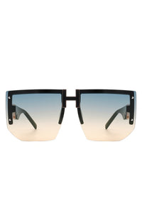 SQUARE OVERSIZED FLAT TOP HALF-FRAME SUNGLASSES