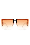 SQUARE OVERSIZED FLAT TOP HALF-FRAME SUNGLASSES