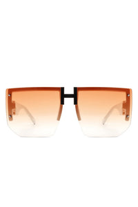 SQUARE OVERSIZED FLAT TOP HALF-FRAME SUNGLASSES