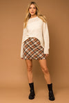 Bias Plaid Frayed Hem Mini Skirt