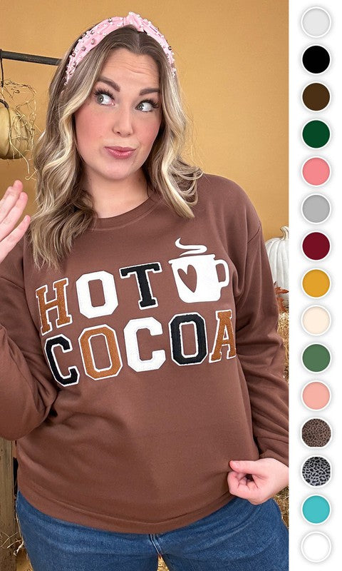 Soft Chenille Hot Cocoa Graphic Sweatshirt (Plus Available)