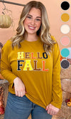 Soft Chenille Hello Fall Graphic T-Shirt (Plus Available)