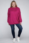 Plus Oversized Round Neck Raw Seam Melange Sweater