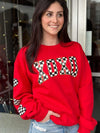 Red Checkered XOXO Sweatshirt