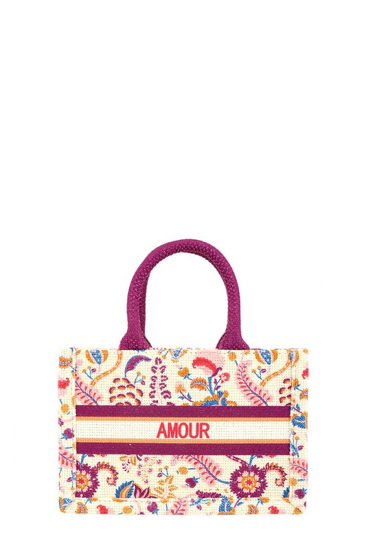 AMOUR Flower Oblique Book Small Tote Bag