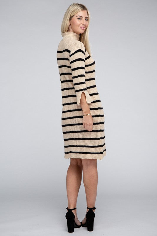 Striped Pattern Sweater Dress