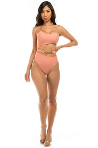 CHIC BELT ONE-PIECE SWIMSUIT