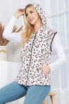 Leopard Hoodie Vest With Pockets