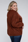 Plus Oversized Round Neck Raw Seam Melange Sweater