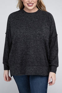 Plus Brushed Melange Drop Shoulder Sweater