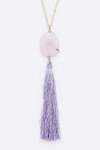 Semi Precious Pebble & Tassel Pendant Necklace