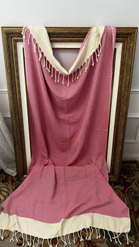 Oversized Blanket Zig Zag Diamond in Hot Pink & Cream (Handmade)