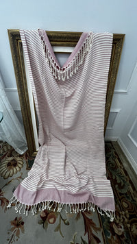 Oversized Blanket Checkered in Light Pink, Ivory & Cream (Handmade)