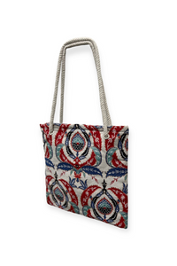 Ikat Woven Fabric Tote Bag (Handmade)